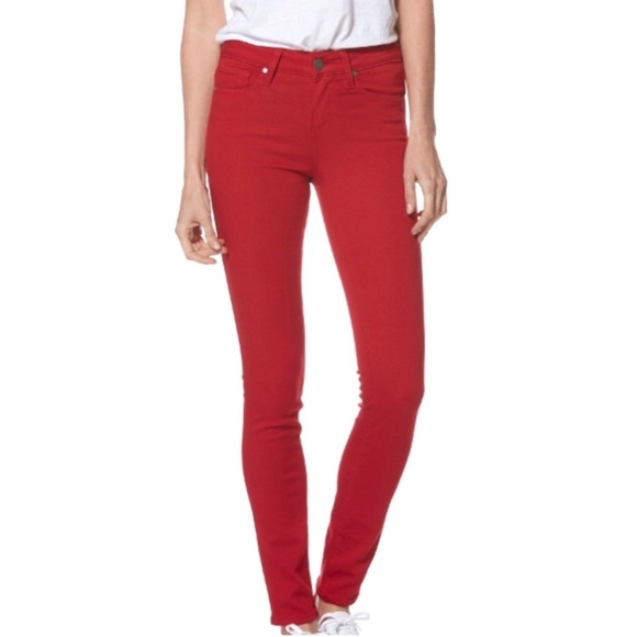 Paige Red Colored Denim Mid Rise Ultra Skinny Ankle Full Length Jeans 29 - Picture 1 of 12